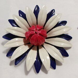 Vintage Flower Brooch with Matching Clip On Earrings